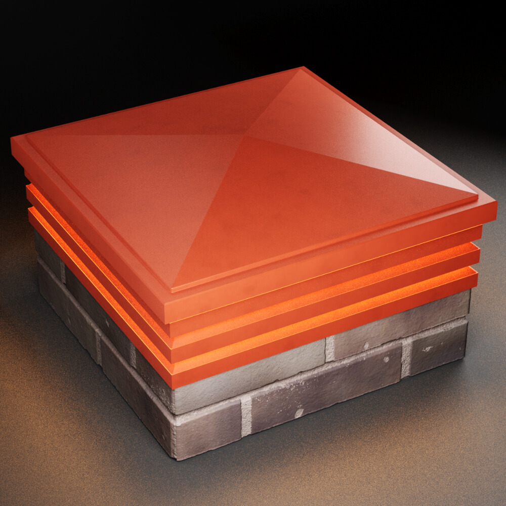 Колпак Zking Бона ХайТек Красный на столб 2х2 кирпича (513х513мм) с подсветкой в Михайловске фото