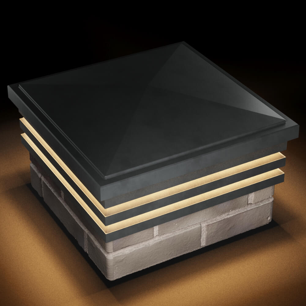 Колпак Zking Бона ХайТек Серый на столб 1.5х1.5 кирпича (385х385мм) с подсветкой в Михайловске фото