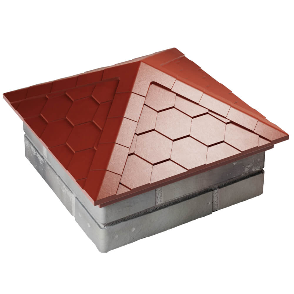 Колпак Zking Эверест Красный на столб 1.5х1.5 кирпича (390х390мм) в Михайловске фото