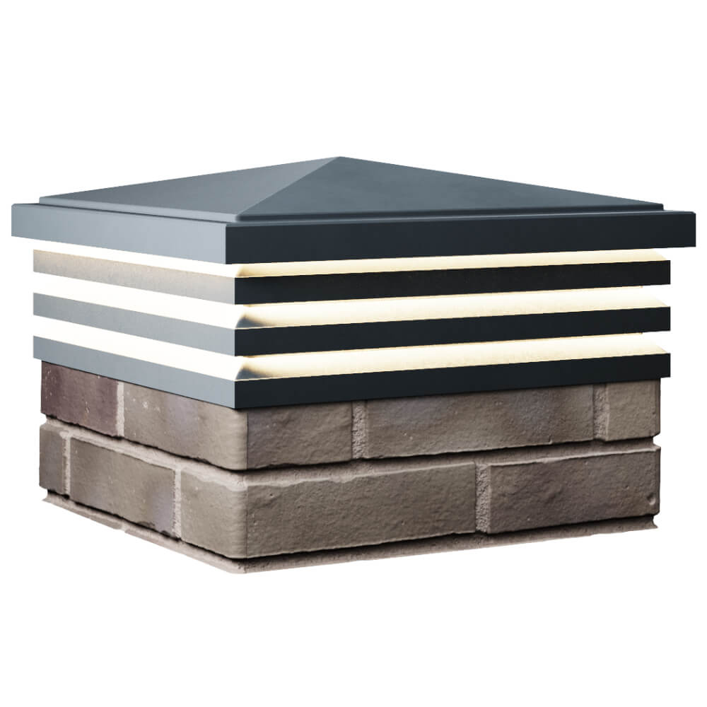 Колпак Zking Бона ХайТек Серый на столб 1.5х1.5 кирпича (385х385мм) с подсветкой в Михайловске фото