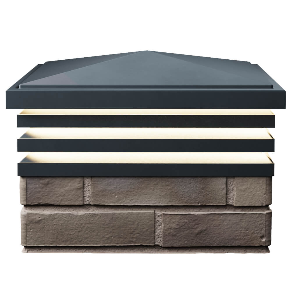 Колпак Zking Бона ХайТек Серый на столб 1.5х1.5 кирпича (385х385мм) с подсветкой в Михайловске фото