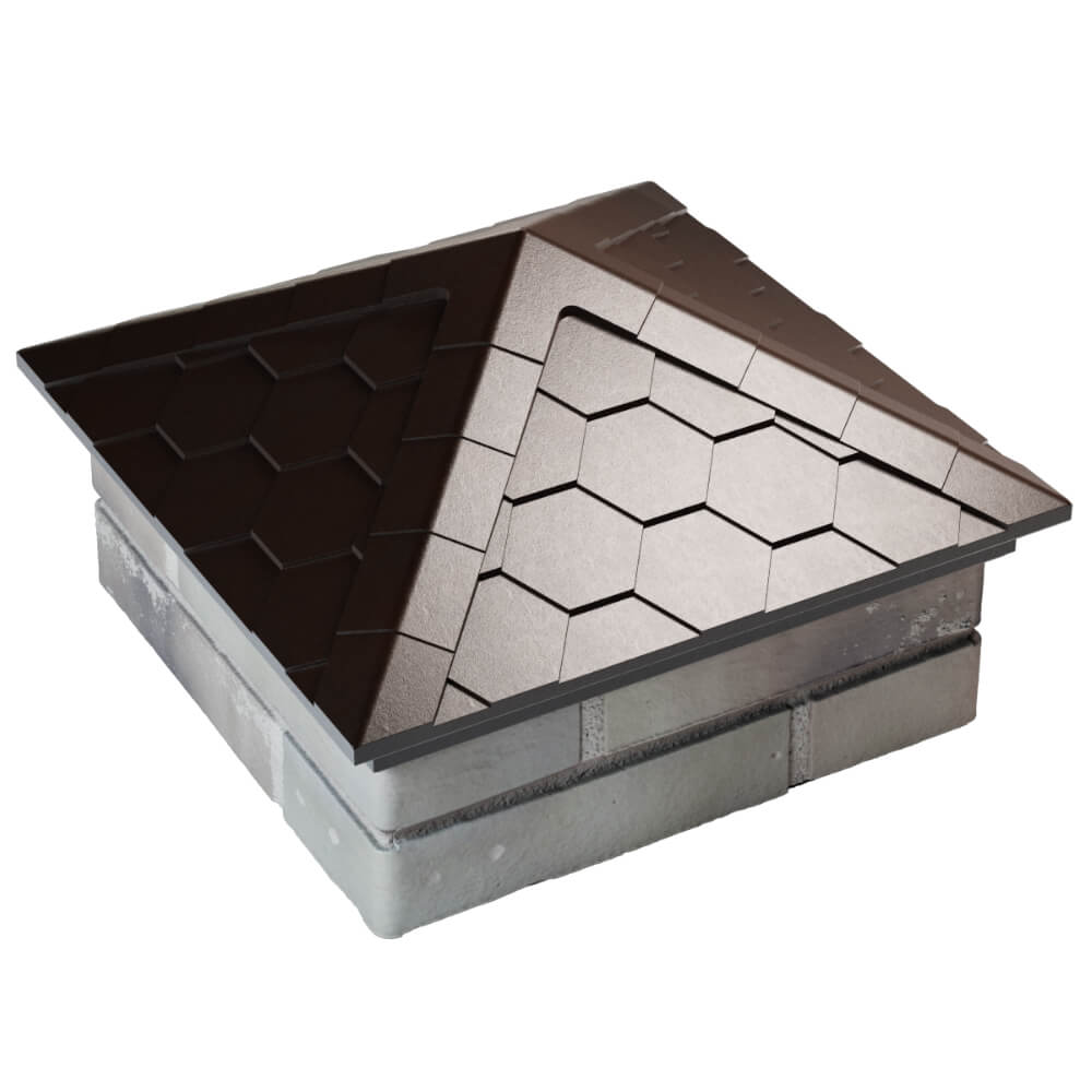 Колпак Zking Эверест Коричневый на столб 1.5х1.5 кирпича (390х390мм) в Михайловске фото