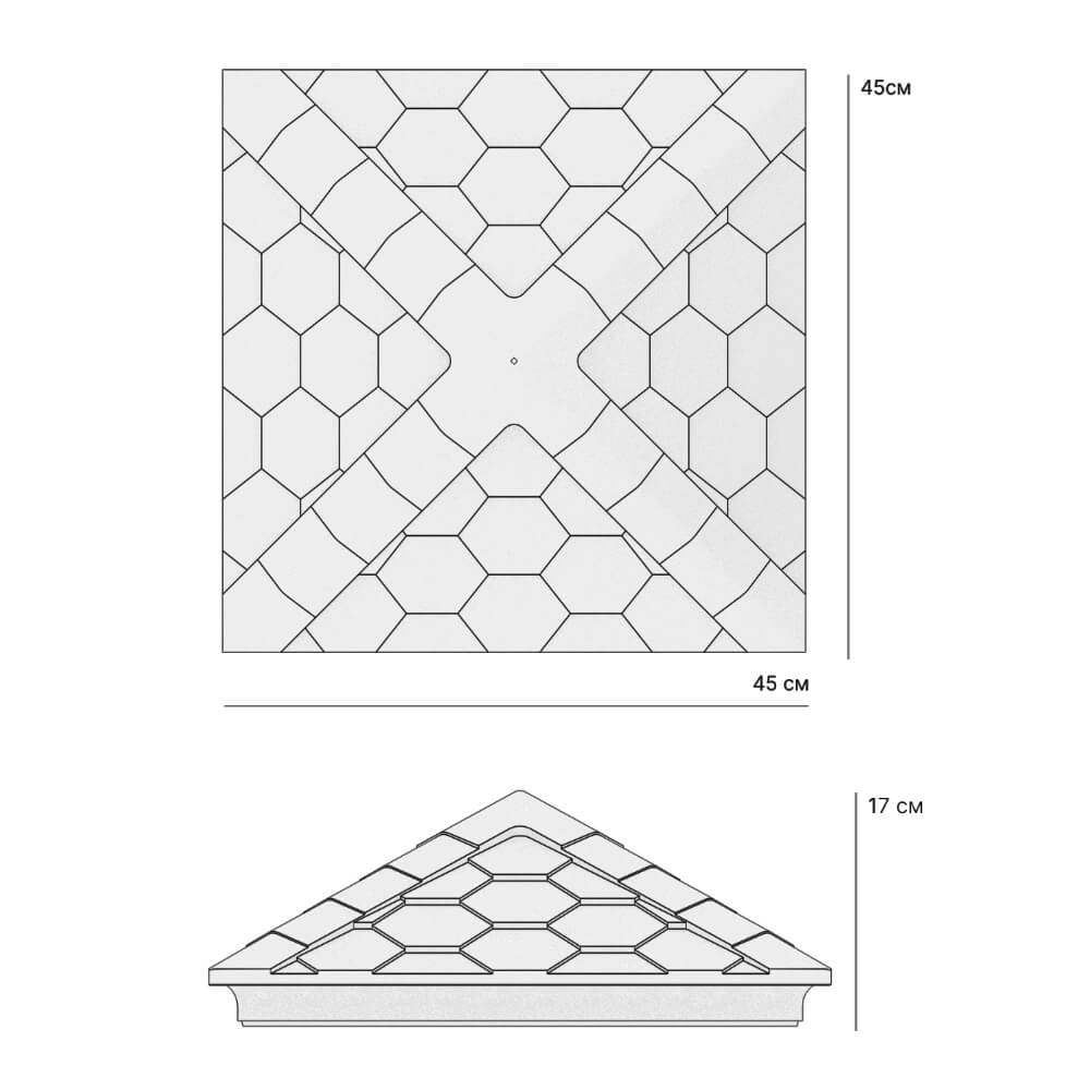 Колпак Zking Эверест Серый на столб 1.5х1.5 кирпича (390х390мм) в Михайловске фото