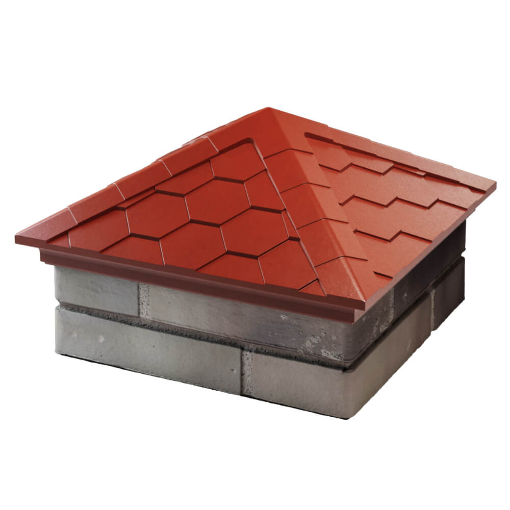 Колпак Zking Эверест Красный на столб 1.5х1.5 кирпича (390х390мм) в Михайловске фото