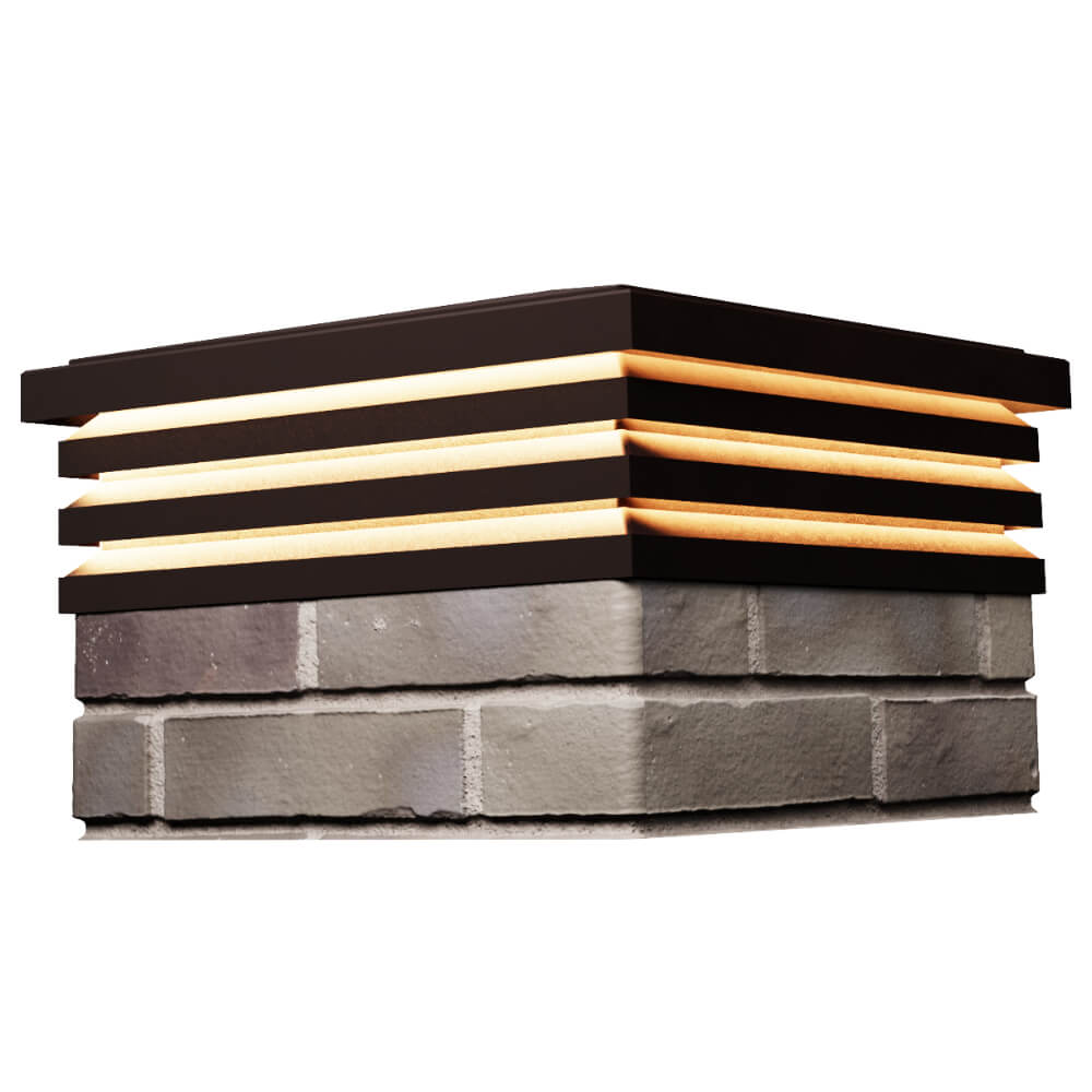 Колпак Zking Бона ХайТек Коричневый на столб 1.5х1.5 кирпича (385х385мм) с подсветкой в Михайловске фото