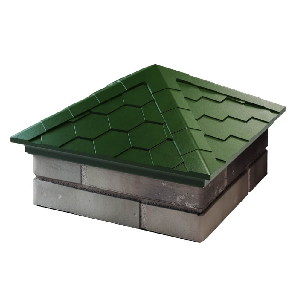 Колпак Zking Эверест Зеленый на столб 1.5х1.5 кирпича (390х390мм) в Михайловске фото