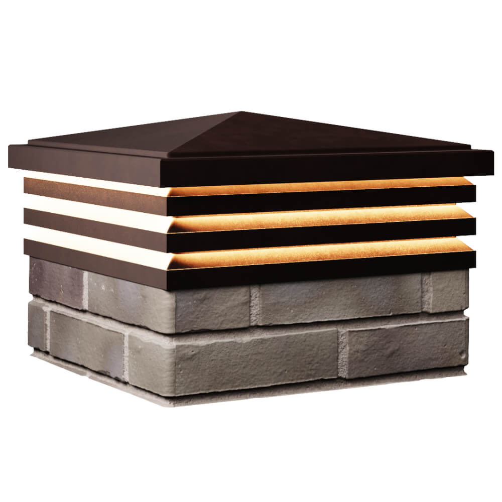 Колпак Zking Бона ХайТек Коричневый на столб 1.5х1.5 кирпича (385х385мм) с подсветкой в Михайловске фото