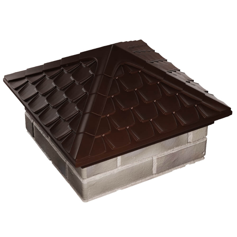 Колпак Zking Эльбрус Коричневый на столб 1.5х1.5 кирпича (385х385мм) в Михайловске фото