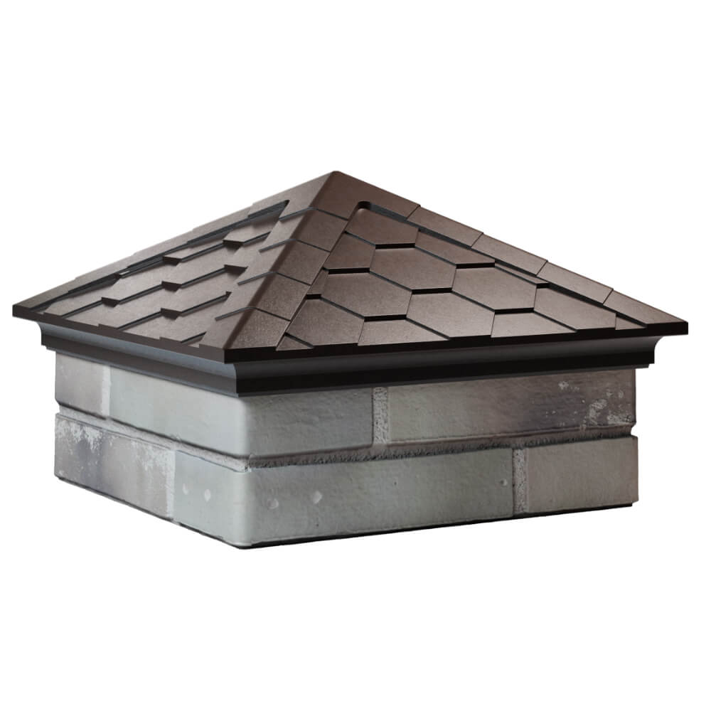 Колпак Zking Эверест Коричневый на столб 1.5х1.5 кирпича (390х390мм) в Михайловске фото