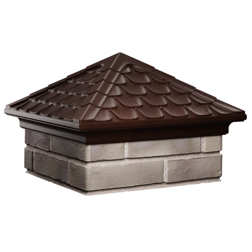 Колпак Zking Эльбрус Коричневый на столб 1.5х1.5 кирпича (385х385мм) в Михайловске фото